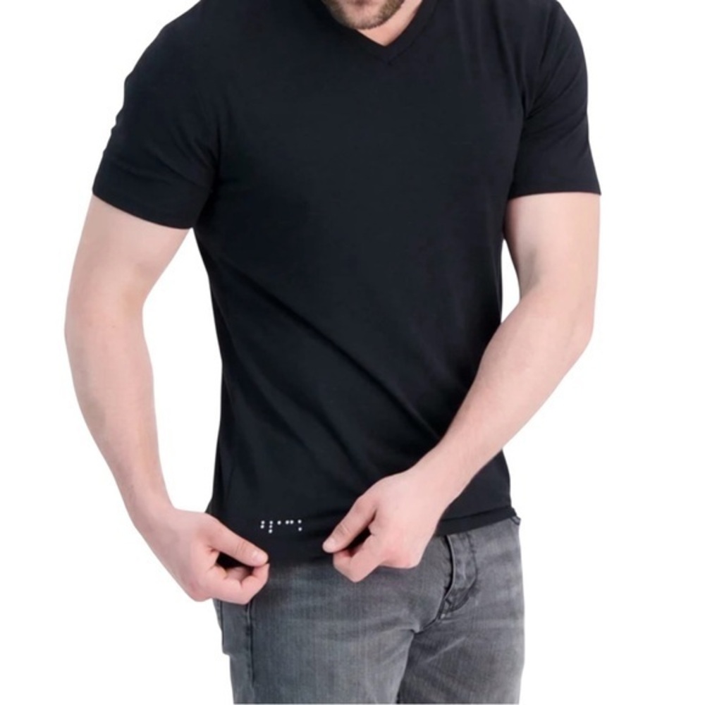 Two Blind Brothers Black V-Neck T-Shirt Bamboo Blend Short Sleeve Tee Size XL